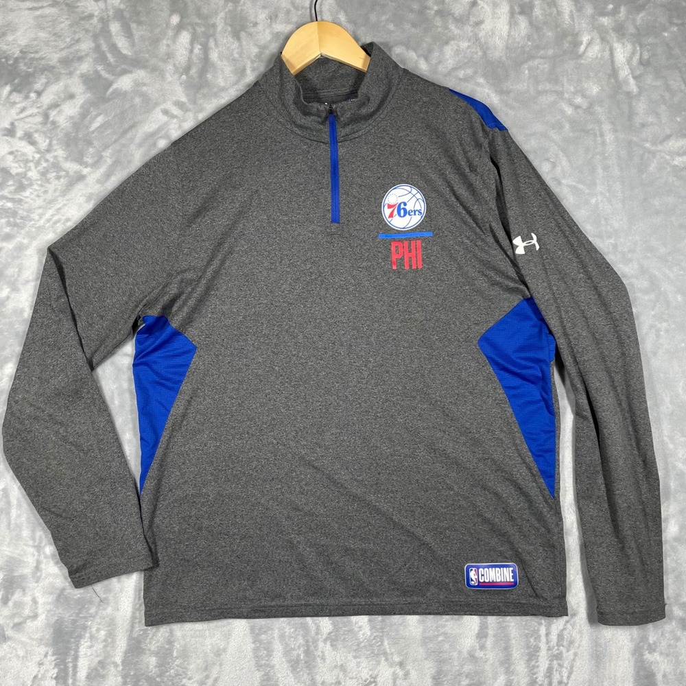 Under Armour NBA Combine Philadelphia 76ers Mens XL Quarter Zip Pullover Gray